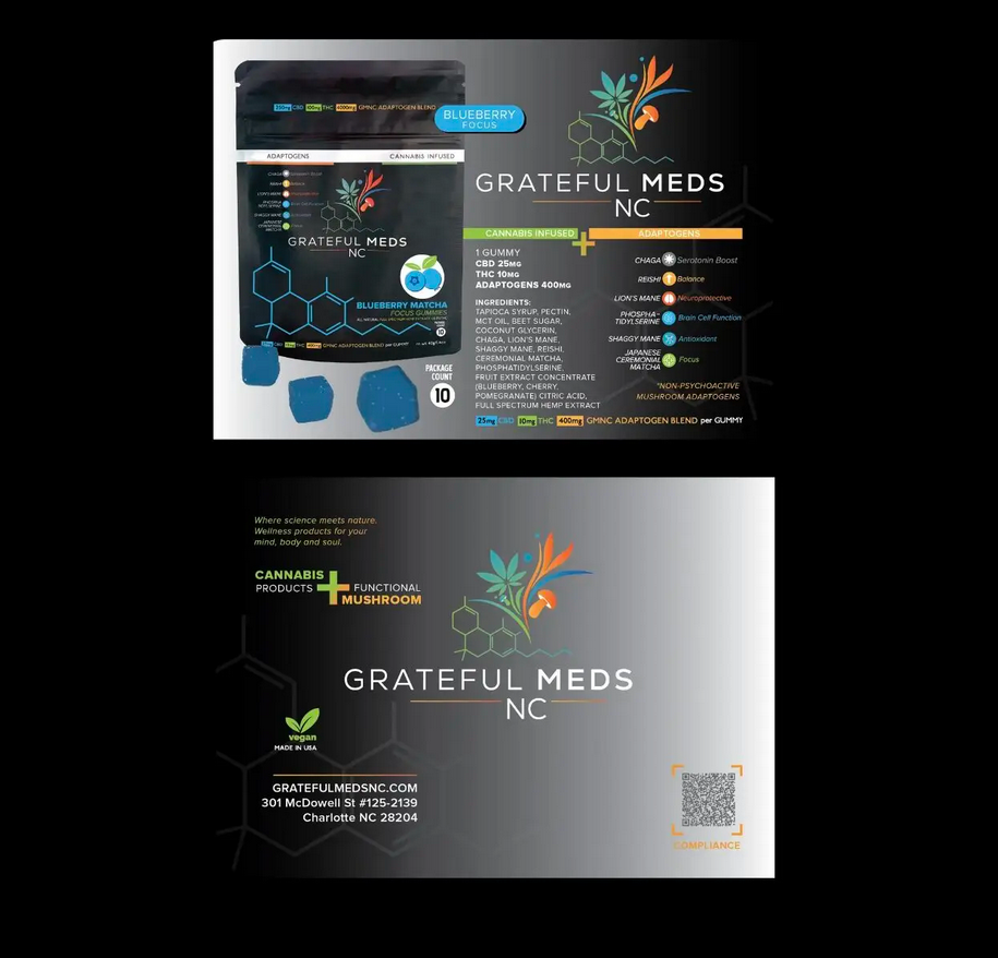 Mushroom Canna Gummy | Blueberry Matcha | CBD + THC + Brain Blend